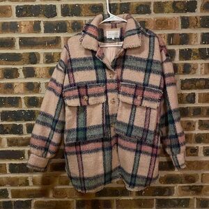Free the Roses oversized lined shacket, button up, front & side pockets, W’s XS